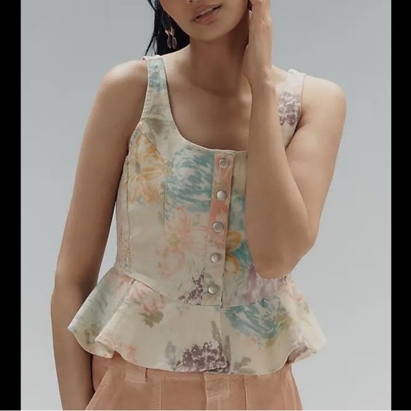 Anthropologie Tops - Love the Label Eva floral print peplum top 26664